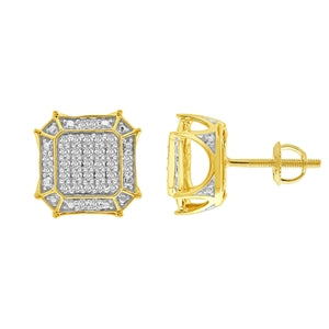 MEN'S EARRINGS 1/3 CT ROUND DIAMOND 10K YELLOW GOLD
