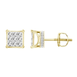 MEN'S EARRINGS 1/4 CT ROUND DIAMOND 10K WHITE GOLD