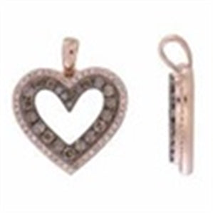 LADIES PENDANT 1/4 CT WHITE/CHOCOLATE ROUND 10K ROSE GOLD (CHAIN NOT INCLUDED)