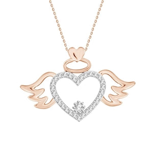 LADIES PENDANT 1/10 CT ROUND DIAMOND 10K ROSE GOLD (CHAIN  INCLUDED)