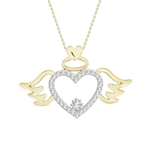 LADIES PENDANT 1/10 CT ROUND DIAMOND 10K YELLOW GOLD (CHAIN  INCLUDED)