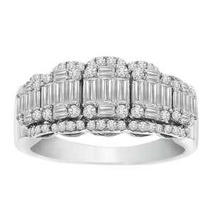 LADIES DIAMOND RING 1 CT ROUND/BAGUETTE DIAMOND 10K ROSE GOLD