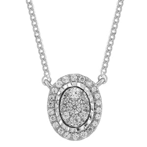 LADIES NECKLACE 1/5 CT ROUND DIAMOND 10K WHITE GOLD