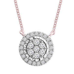 LADIES NECKLACE 1/5 CT ROUND DIAMOND 10K ROSE GOLD