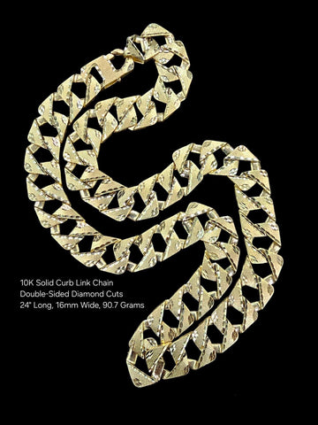 90.7g 10k gold chain double diamond cut