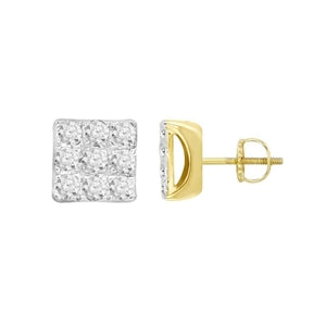 MEN'S EARRINGS 1/4 CT ROUND DIAMOND 10K YELLOW GOLD