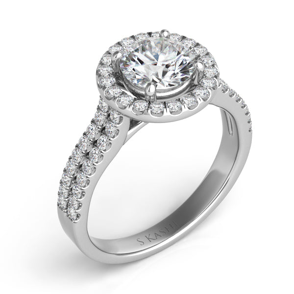 White Gold Halo Engagement Ring