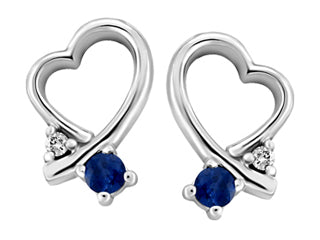 Heart Sapphire 10K White Womens Fashion Earrings GEM830E/E