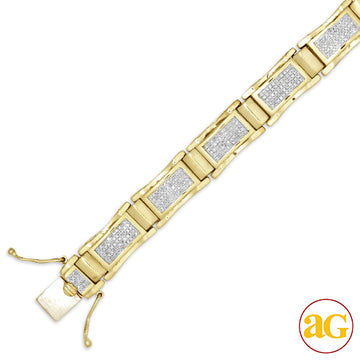 10KY 2.25CTW DIAMOND MENS BRACELET - 8.5"