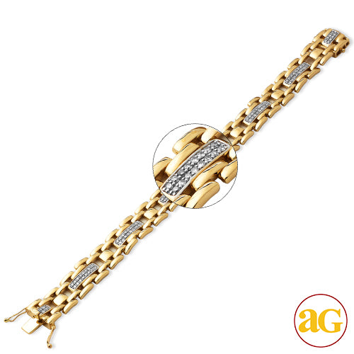 10KY 1.60CTW DIAMOND MENS BRACELET 8.0