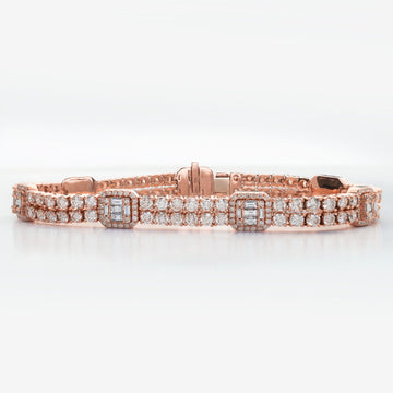 14KR 11.05CTW DIAMOND CLUSTER BRACELET