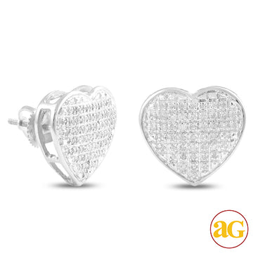 10KW 0.30CTW DIAMOND HEART DOME EARRINGS