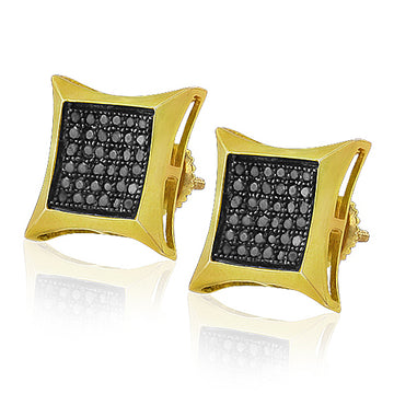 YS 0.10CTW BLACK DIA KITE SHAPE EARRINGS