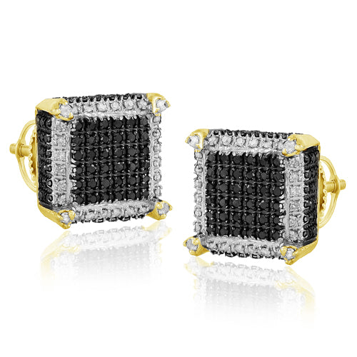 YS 0.65CTW BLACK & WHITE DIAMOND DICE EARRINGS