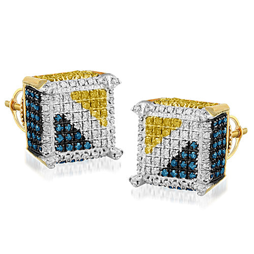 YS 0.65CTW BLUE DIAMOND DICE EARRINGS