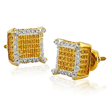 YS 0.30CTW YELLOW & WHITE DIAMOND DICE EARRINGS