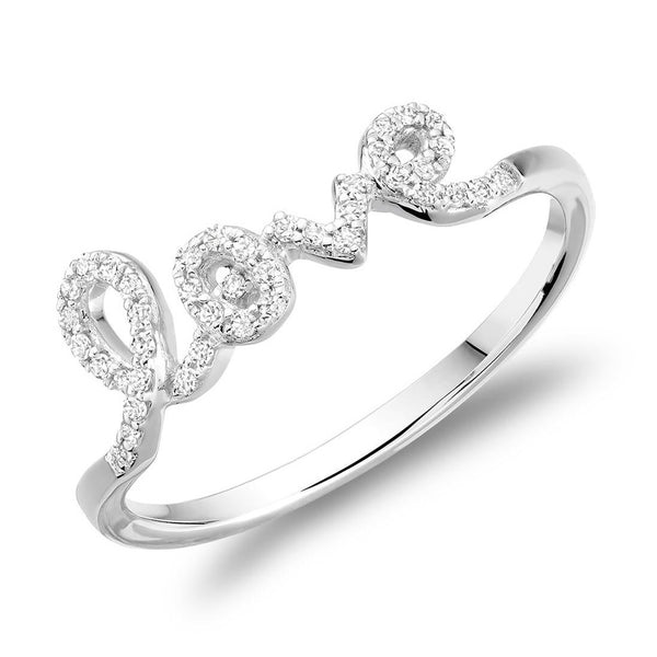10KT White Gold LOVE Diamond Ring
