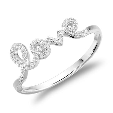 14KT White Gold LOVE Diamond Ring