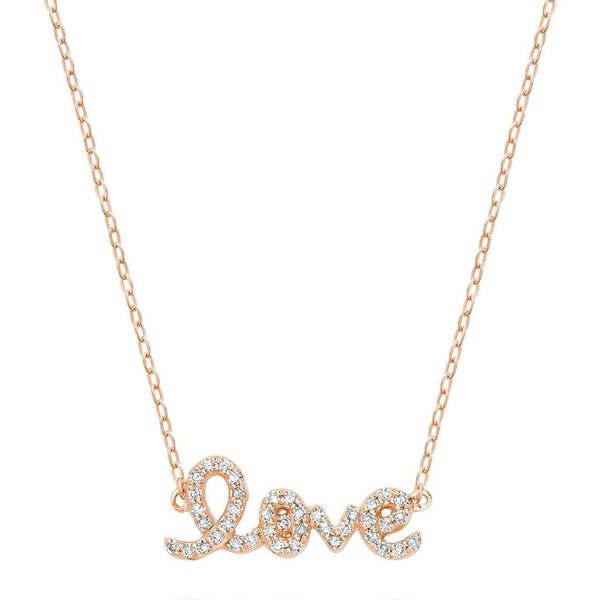 14KT Rose Gold Mini “LOVE” Diamond Necklace