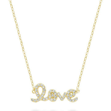 14KT Yellow Gold Mini “LOVE” Diamond Necklace