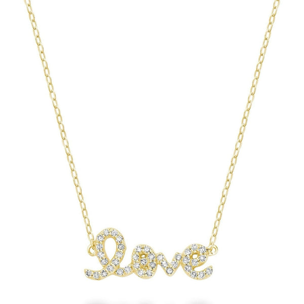 14KT Yellow Gold Mini “LOVE” Diamond Necklace